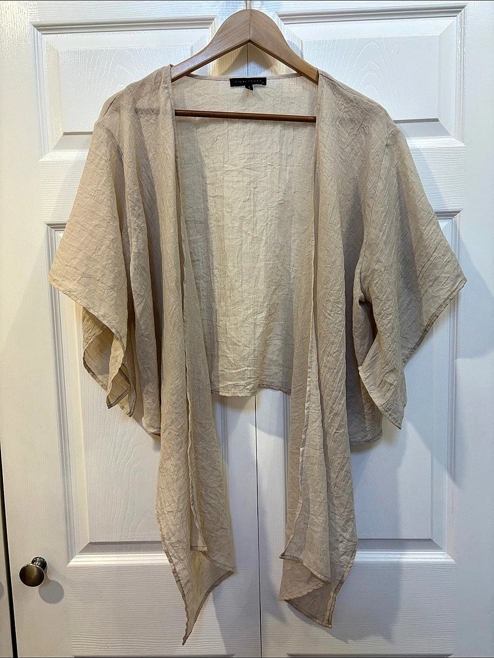 Final Touch Open Front Shrug in Cream Size Medium